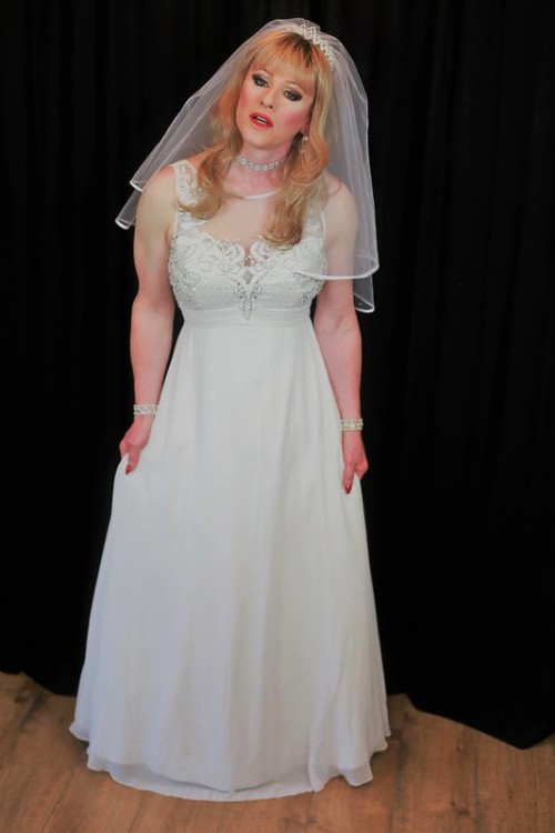This breathtakingly romantic bridal crossdresser is Nicola.