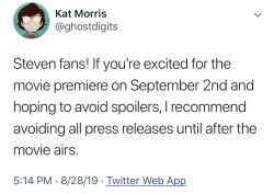 crewniverse-tweets:Good advice to avoid spoilers avoid those press releases! And remember to tune in September 2 at 6pm!Tweet