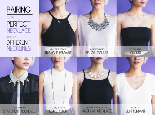 Perfect Necklaces for Different Necklines from The Chriselle Factor. For more about why she paired e