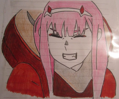 Remastered of  the first drawing of darling in franxx zero two January 2018 VS January 2020