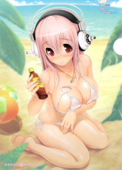 ecchineta:  super sonico (nitroplus) drawn by tsuji santa - Danbooru