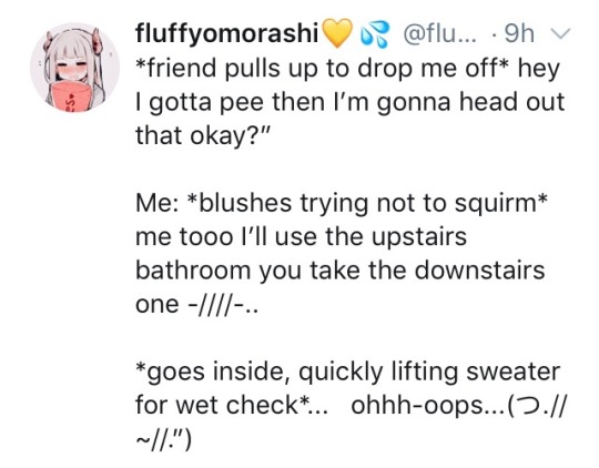 fluffy-omorashi:    Previously on fluffys day!… (つ///⊂)”*fiddles with sleeves blushin* ( .///. )