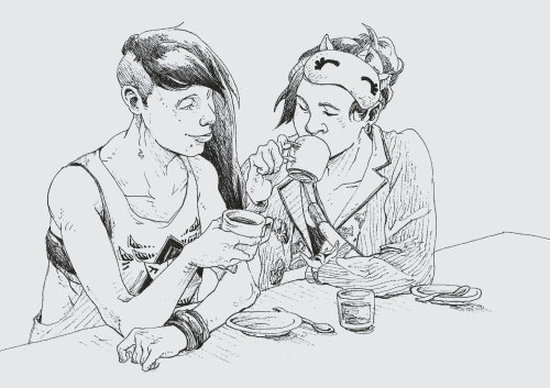 nea and feng min enjoying coffee together <3(commission work)