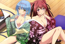 cleavage naruse mio no bra nonaka yuki open shirt shinmai maou no testament undressing yukata | #307403 | yande.re