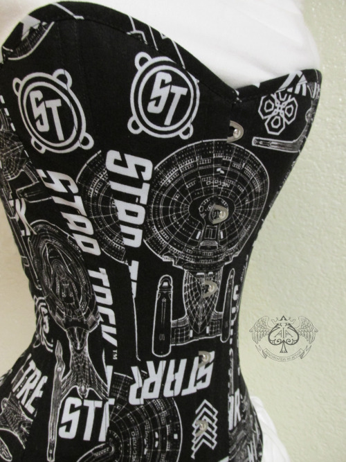 anachronisminaction:20&quot; Overbust Victorian style corset made from a black and white Star Trek P