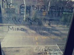 sefeliz-conchetumare:  Me gusta simular que no te miro. acción poética en el colegio 