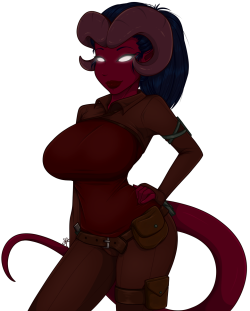 A Commission For Sansfunhouse Of His D&Amp;Amp;D Tiefling Babe!Clothed, Nude, And