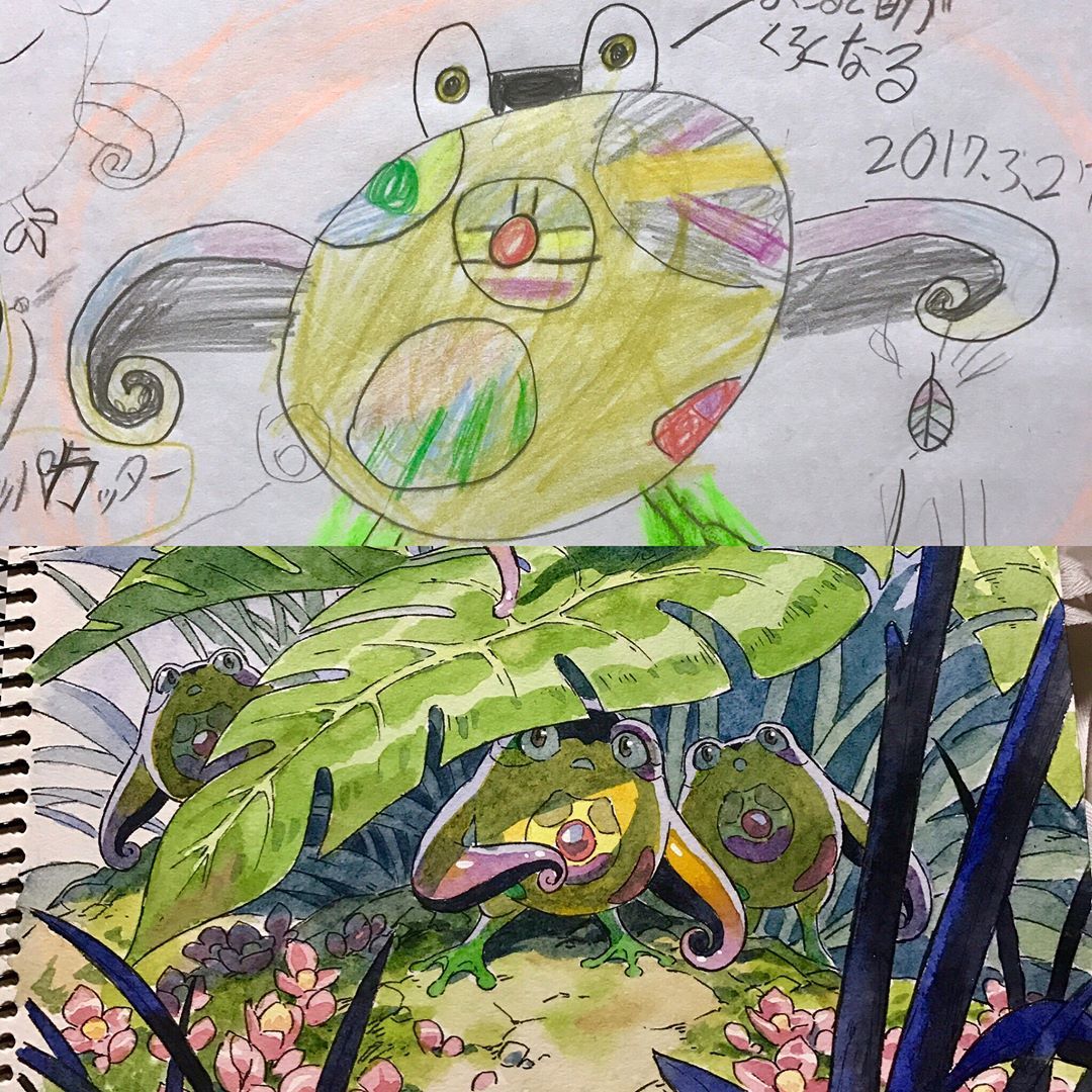 catchymemes:  Father uses sons’ drawings as inspiration for anime transformations