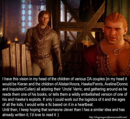 dragonageconfessions:CONFESSION: I have this vision in my head of the children of various DA couples