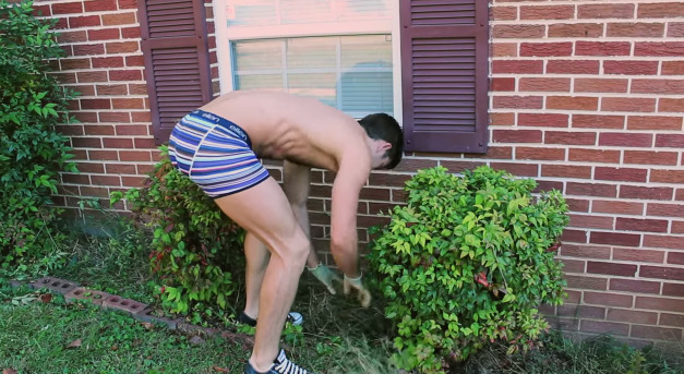 undie-fan-99:  He got paid an extra $200 a month to do the landscaping in his undies. 