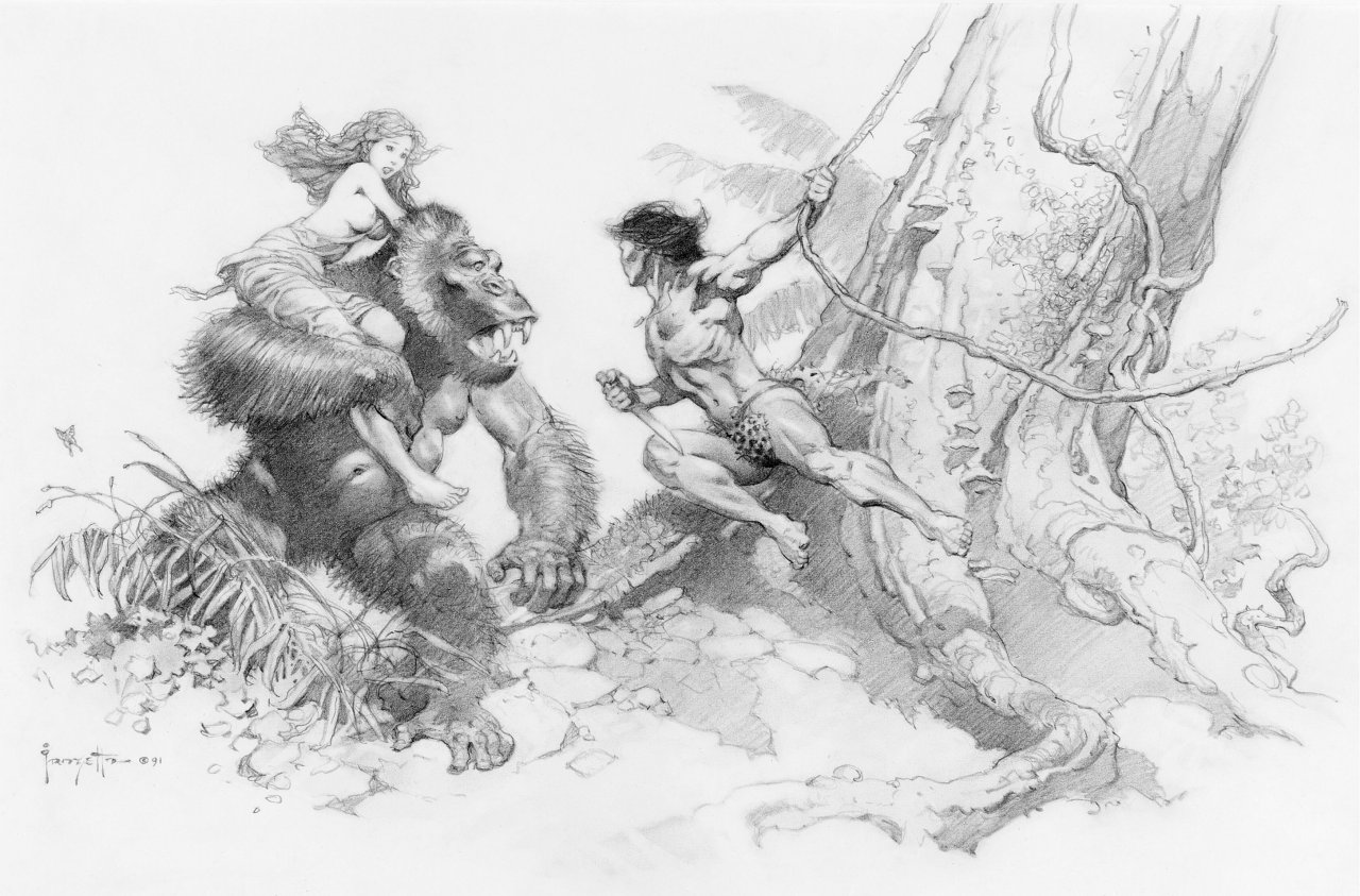 Disney / Tarzan Deep in The Jungle Coloring Book Page # 32 Artist : Carlos  Valenci , in Roland Benton 's Disney *** Tarzan Coloring Book Art ( I have  swing time )