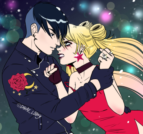 darkaristocratic: Usagi x Mamoru punk version, having a fight in the Holy Night (Ｔ▽Ｔ) So tsunde