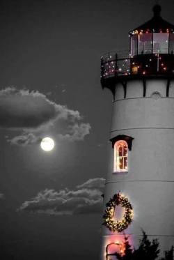 namk1:  view of beautiful Light House and full moon 