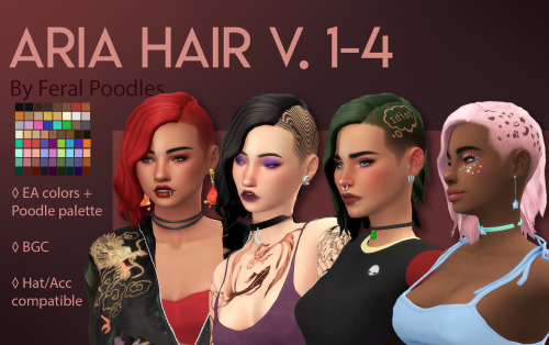 Aria Hair V. 1-4 - TS4 Maxis Match CCThe plain version of my one of my old simblreen gifts, plus thr