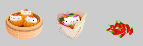 cindysuen:Here’s the full set of 25 animated 3D food stickers from my new iMessage sticker pack. Che