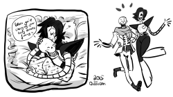 queennati:  WHY AM I DOING THIS THESE TWO ARE MAKING ME SO HAPPY OMG Also Mettaton is pansexual in my headcanon while Papyrus is asexual. More about this in a future submission I’ll make~&lt;3The last sketch is a random upperworld situation I thought