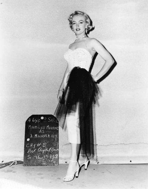 perfectlymarilynmonroe:Marilyn Monroe in a costume test for her character Joyce Mannering in Let’s M