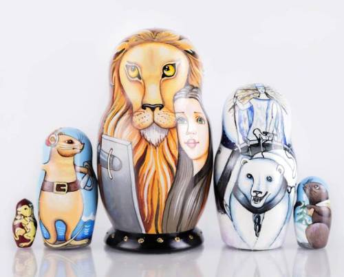 Nesting dolls blue Narnia chronicles by FirebirdWorkshopArtwork found here.