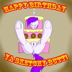 sketchy-replies:bucking-much:And a happy birthday to sketchy-replies, sorry it’s so rough, I only found out today. Enjoy, ya butt!  Aaaaaaaaaaaaaaaaaaaaaaaaaaaahhhh thank you!!!!That is one cute pony puss &lt;33  X3