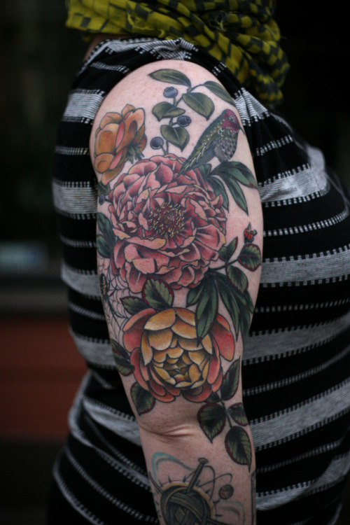 Garden half sleeve for Erin, who is the best. Thanks for the good conversation and letting me have f