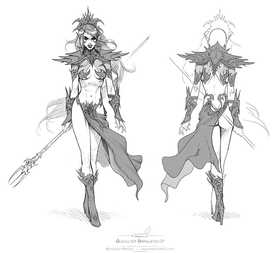 pardoart:  Some concepts for a dark queen elf miniature www.pardoart.com 