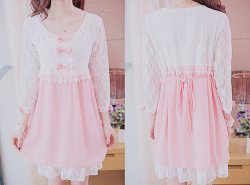 korean-summer:   Pink lace dress from yukisale