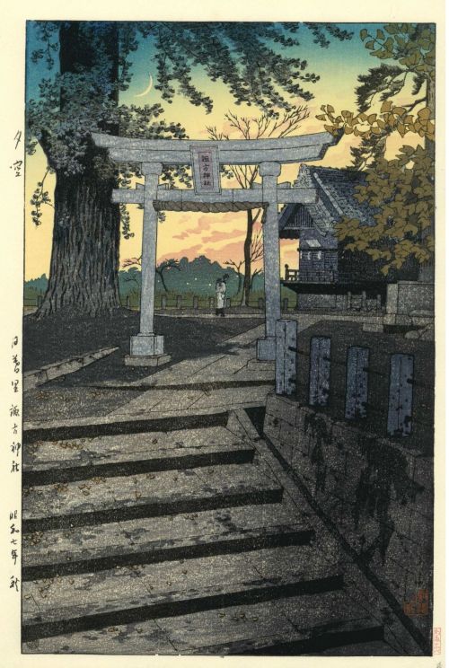 welovepaintings: Shiro Kasamatsu  Evening Glow at Suwa Shrine, Nippori