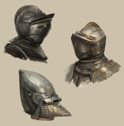 url-okay:  random helmet studies i did the other day (i don’t draw inorganic stuff enough) i really like all the different designs of medieval armor… and how it like makes whoever’s wearing it semi anonymous, like a superhero kinda 