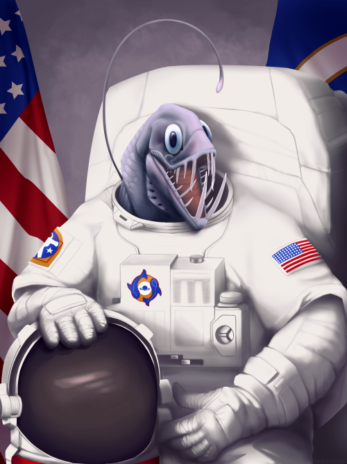 heres a project ive been toiling over!! deep sea astronaut, high flying divertheyre a viperfish and 