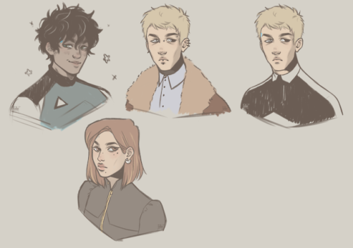 Some oc sketches-Detroit Become Human AU (my oc Lev, his ex and @pheeamms‘ oc Benny) + Jae, my skate