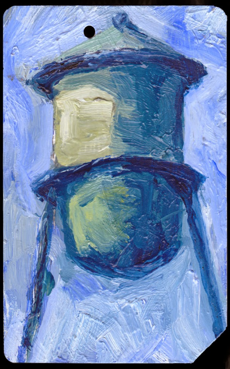 Metro Card Water Tower No. 262.5&quot; x 3&quot; oil on Metro Card SOLD More Metro Card pain