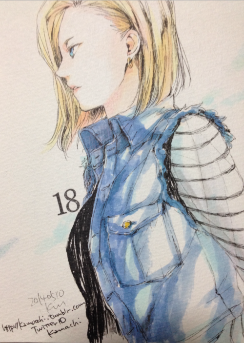 kamocchi:  18号さん。 いまドラゴンボールがというより18号さんが熱いです。 今まででうんともすんとも言わなかったオリジナル絵が、半年以上経った今晩いきなりリアクションが続いてびっくり。