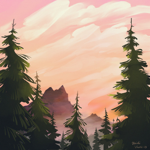 heidivaris:Been playing some skyrim lately so here’s a quick doodle inspired by the wild sunsets i’v