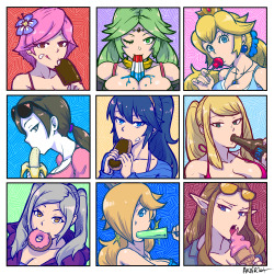 akairiot:  SSB4 - Summer Munchies IconsFeel free to use these as profile pics/whatever.  I left my signature off of the separated versions for precisely that purpose – just be cool and spread the word about where you got ‘em if anyone asks, purty