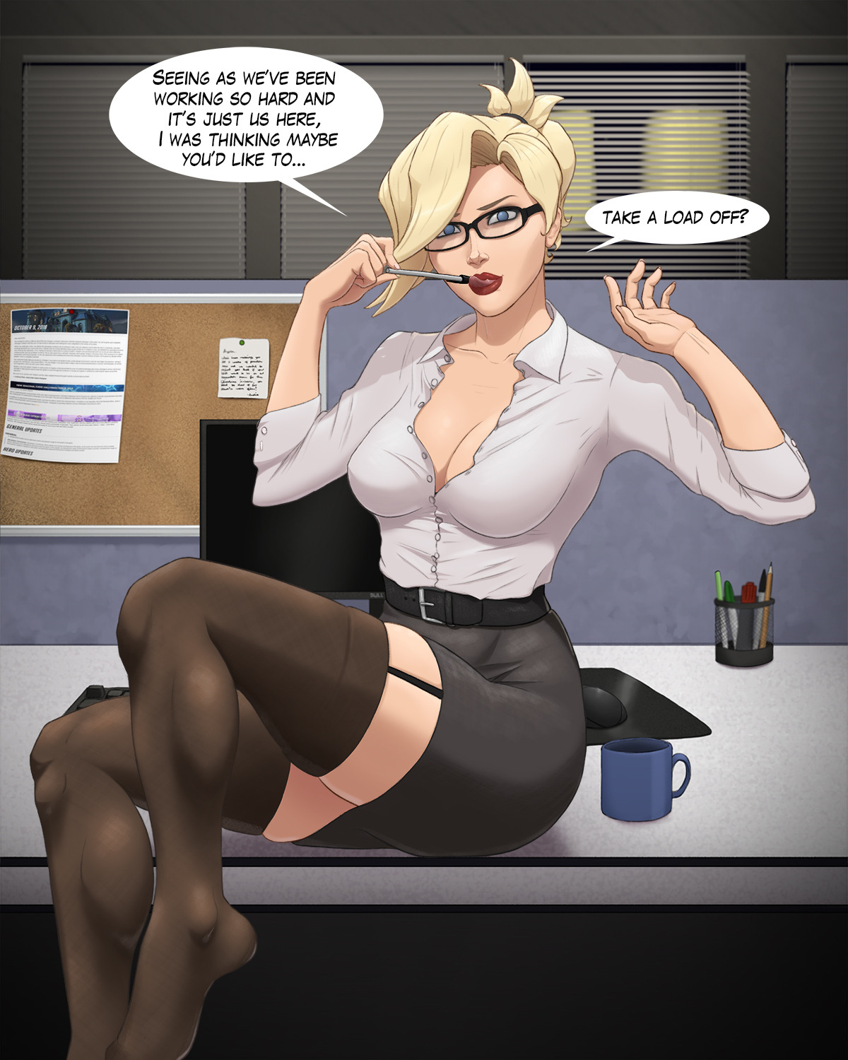 Commissioned Piece.  Working the late-shift with Ms. Ziegler isn’t so bad.Enjoy.