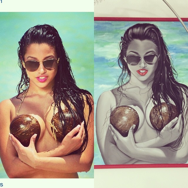 abellaxxx:  Painted by Cuban artist Lucia Fernandez 😉!!! How accurate 😋….
