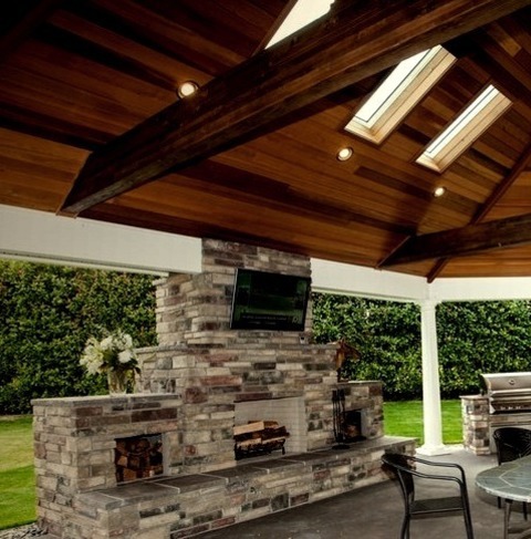 Portland Patio GazebosBig Traditional Backyard Concrete Patio Kitchen Idea With A Gazebo For The Patio