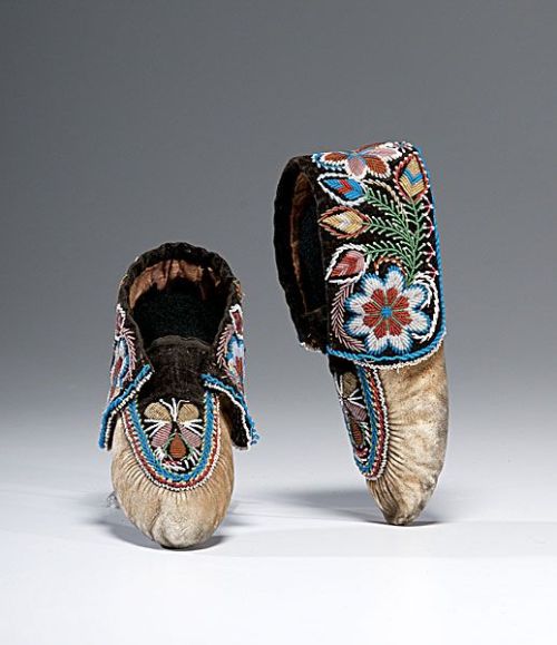 Micmac Beaded Hide Moccasins