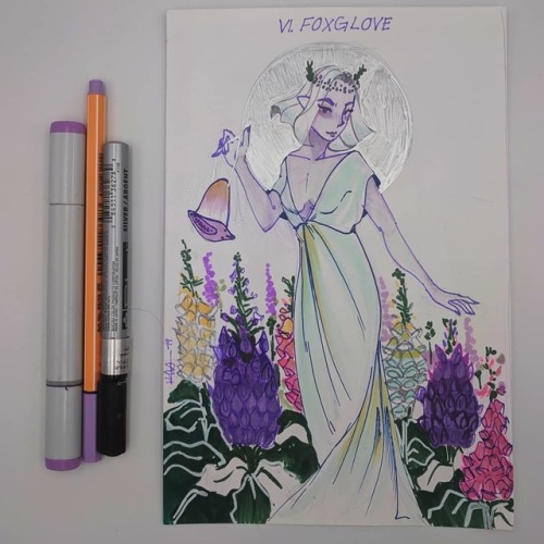 #inktober 6 - Foxglove  This fickle flower can be used to heal or harm, and picking a bloom is said 