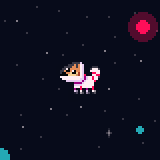 sunburngame:  Meet Moosetracks, Professional dogstronaut and hobbyist ‘best friend’. Can’t really call it a space game without a space dog. 