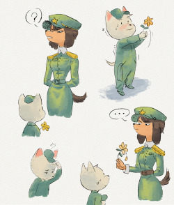 colodraws:  smooch! twitter ver   I have carefully been tracking the adventures of tiny dog regiment.