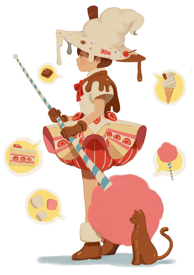 aivii:  The sweets witch vii and her chocolate cat familiar! She uses her magic to