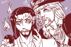 mchanzoshipper34:  M: I gonna eliminate your heart with silver bullet kisses〜 H:Get lost.Let me eat this donut now.   Happy Halloween!（I was a little late.)Lilmchanzo doodle and some pictures about Halloween’s sweets and snacks here!