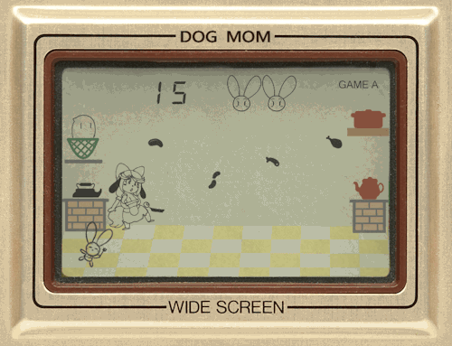 theycallhimcake:  Here we have an obscure find: The Inu no Mama (Dog Mom) LCD Portable Handheld Game System! Utilizing liquid crystal technology, the Dog Mom LCD game allowed people to finally bring Dog Mom on the go, without the need for lugging a home