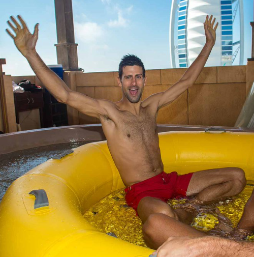 mynewplaidpants:  Novak Djokovic and his brother tubing in Dubai 