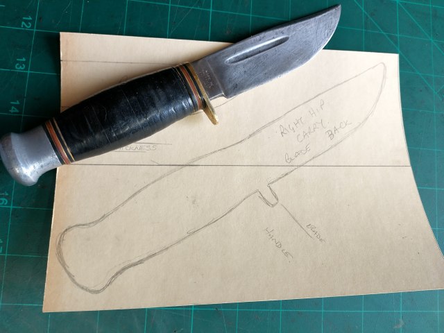 whole knife patter for a bespoke leather knife sheath