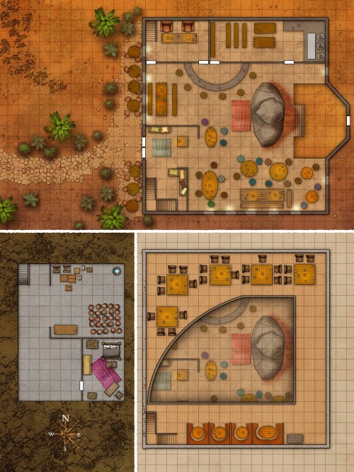 A whole bunch of tavern maps I did for “Pathfinder Campaign Setting: Inner Sea Taverns” for Paizo.ab