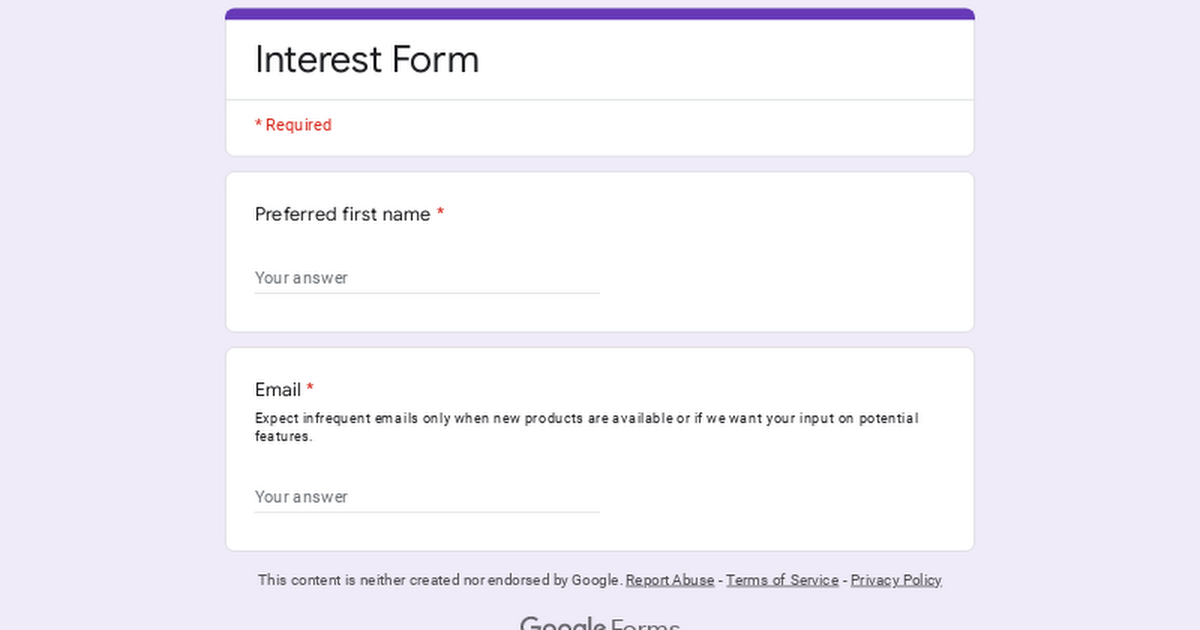 Interest Form