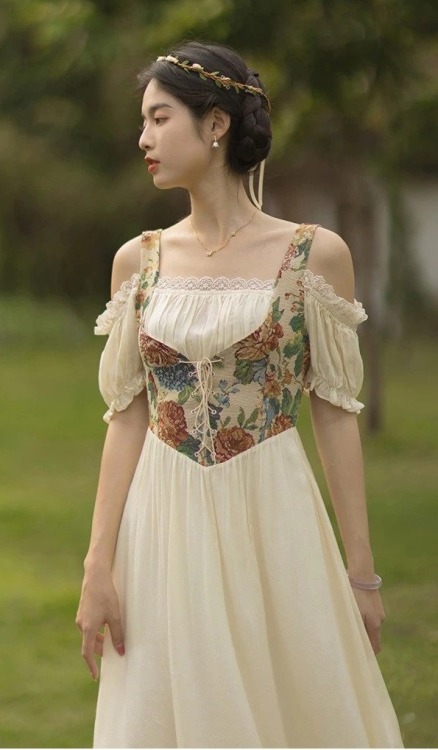 lovecatcher:floral bodice dress♡more 10% discount code: softjoy + free shipping worldwide!