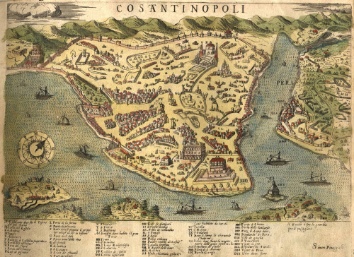 Map of Constantinople, 1573, Simon Pinargenti